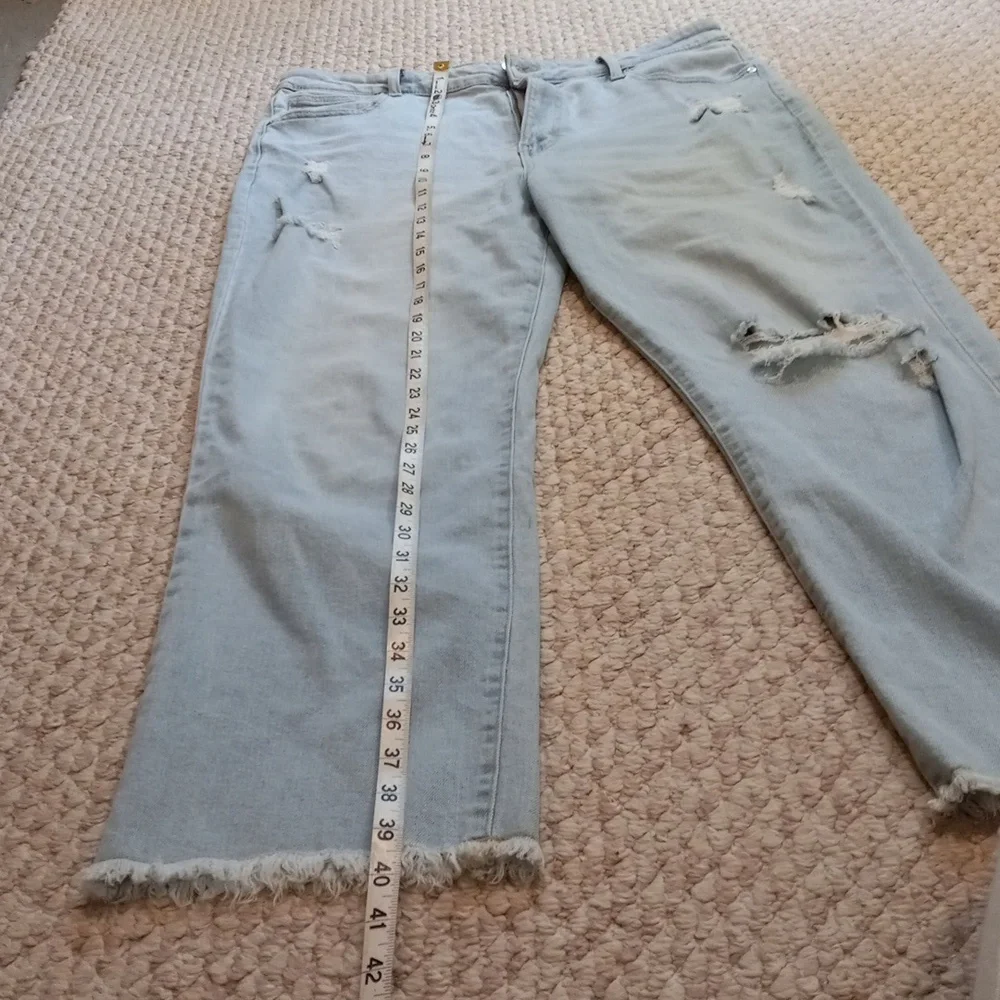 Women 19/34 Vintage Y2K Distressed Baggy Straight Leg Jeans Straight Leg Denim
